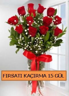  15 İthal kırmızı gül büyük başlı orjinal  İzmir Konak çiçek mağazası , çiçekçi adresleri 