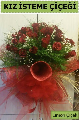 41 adet kırmızı gülden kız isteme buketi  İzmir Konak 14 şubat sevgililer günü çiçek 