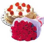 9 adet kirmizi gül ve pasta   İzmir Konak online çiçek gönderme sipariş 
