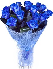 9 adet mavi gülden buket çiçeği  İzmir Konak çiçek online çiçek siparişi 