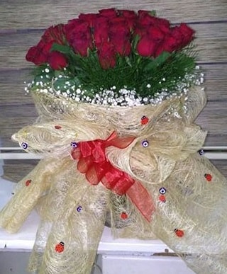 41 adet kırmızı gülden kız isteme buketi  İzmir Konak kaliteli taze ve ucuz çiçekler 